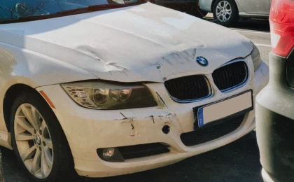 Car with front end damage